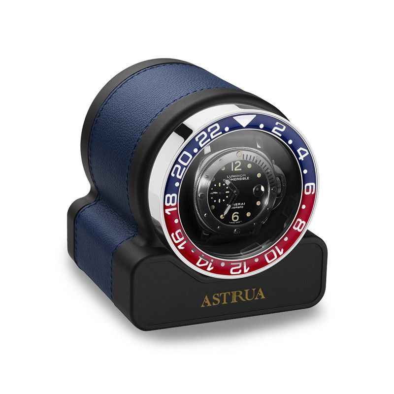 SCATOLA DEL TEMPO Rotor One Sport Pelle Grana Dollaro Blu Ghiera Blu/Rossa  