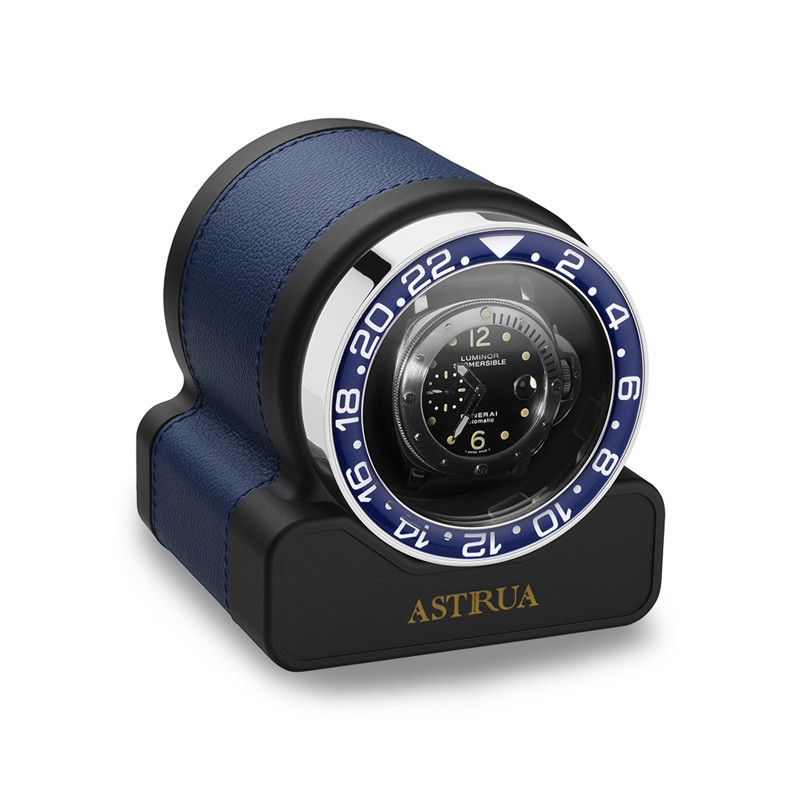 Scatola Del Tempo Rotor One Sport Pelle Grana Dollaro Blu Ghiera Blu  