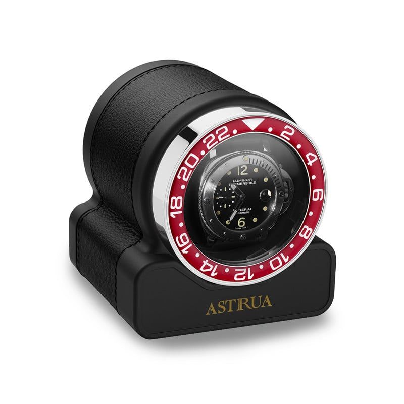 SCATOLA DEL TEMPO Rotor One Sport Pelle Grana Dollaro Nero Ghiera Rossa  