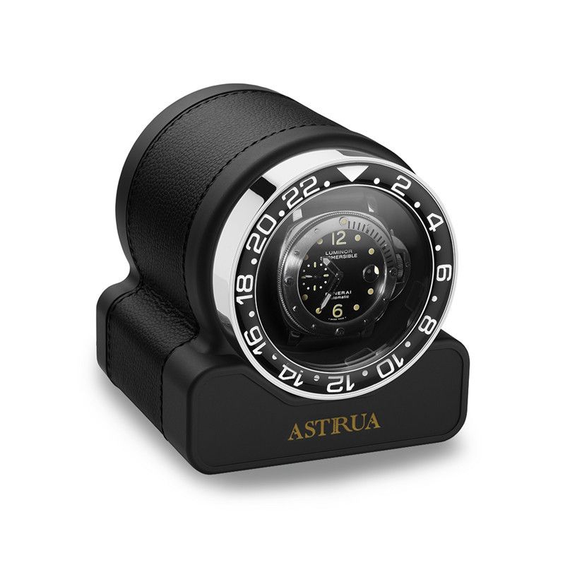 Scatola Del Tempo Rotor One Sport Pelle Grana Dollaro Nero Ghiera Nera  