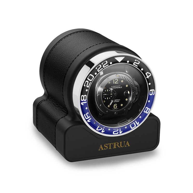 SCATOLA DEL TEMPO Rotor One Sport Pelle Grana Dollaro Nero Ghiera Blu/Nera  