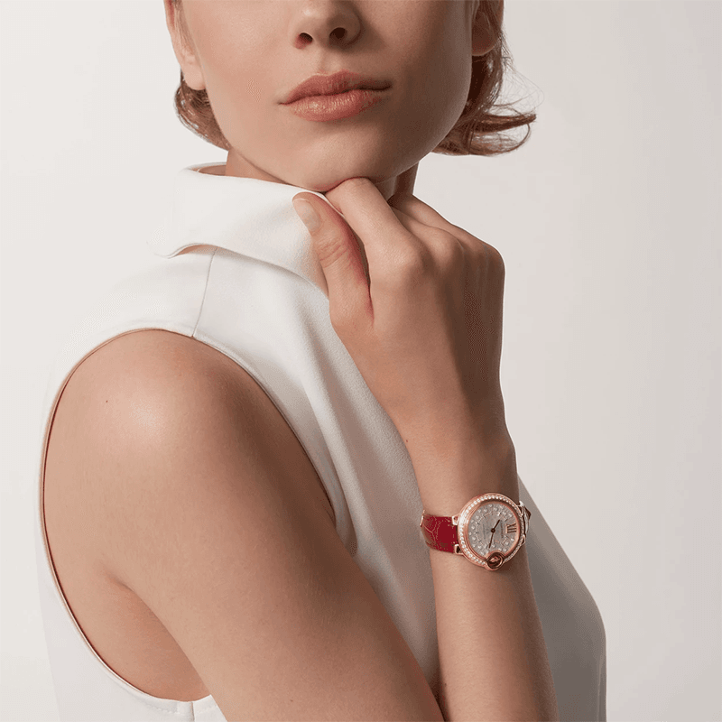 CARTIER Ballon Bleu De Cartier, Oro Rosa, Pelle, Diamanti 33 MM WJBB0080