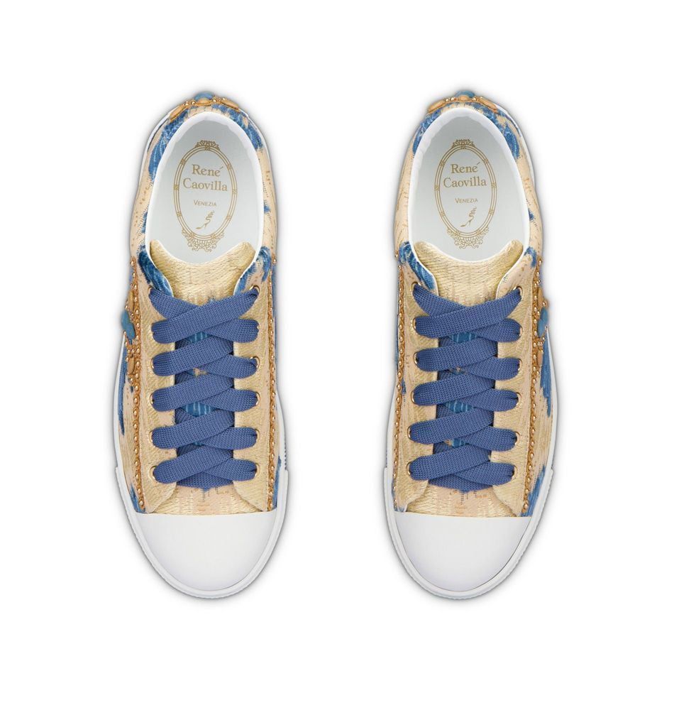 RENE CAOVILLA Veneziana - Sneakers In Velluto Beige  C11316-015-VL017103