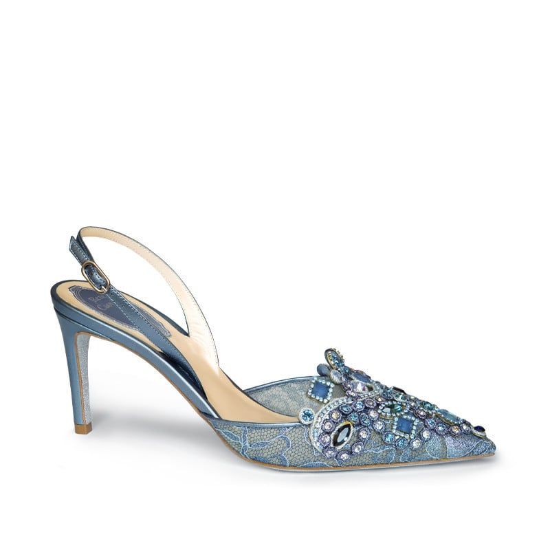 RENE CAOVILLA Veneziana - Slingback Tacco Medio Jeans  C10883-075-PI01X218