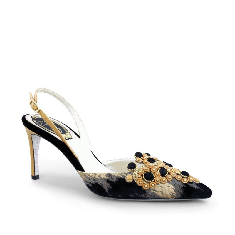 RENE CAOVILLA Veneziana - Slingback Tacco Medio Nero  C11290-075-VN019999