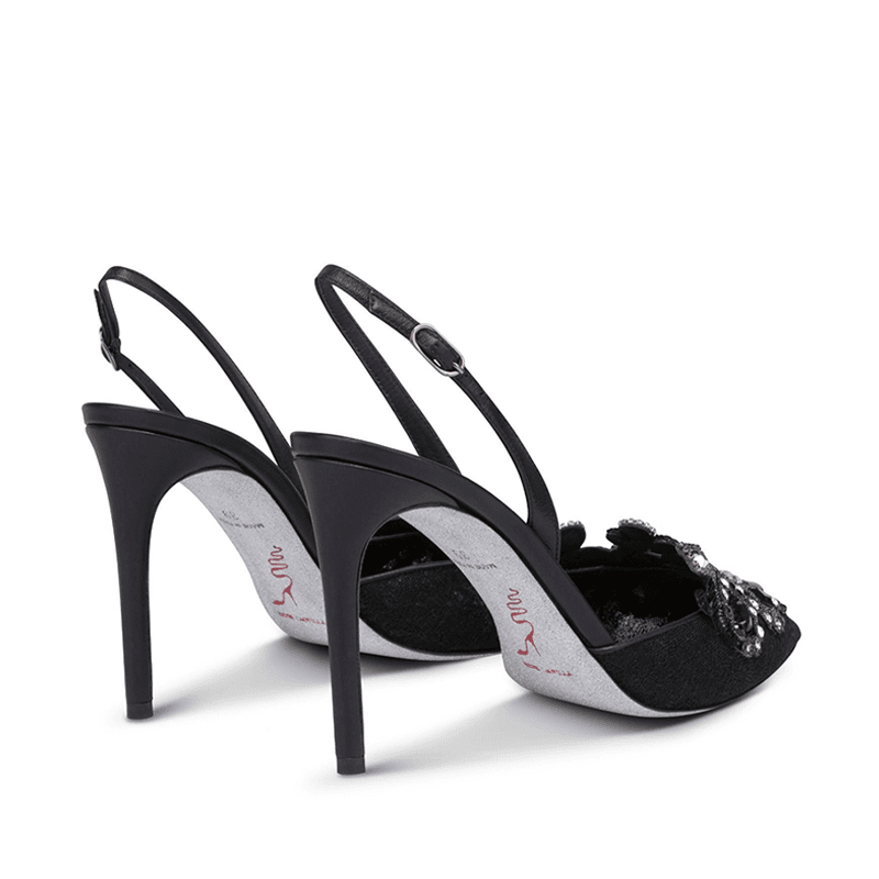 RENE CAOVILLA Veneziana - Slingback Tacco Alto Nero  C10883-100-PN01V050