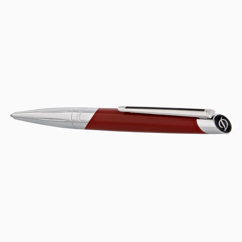 S. T. DUPONT Penna a Sfera Rosso Matte e Argentata  405739
