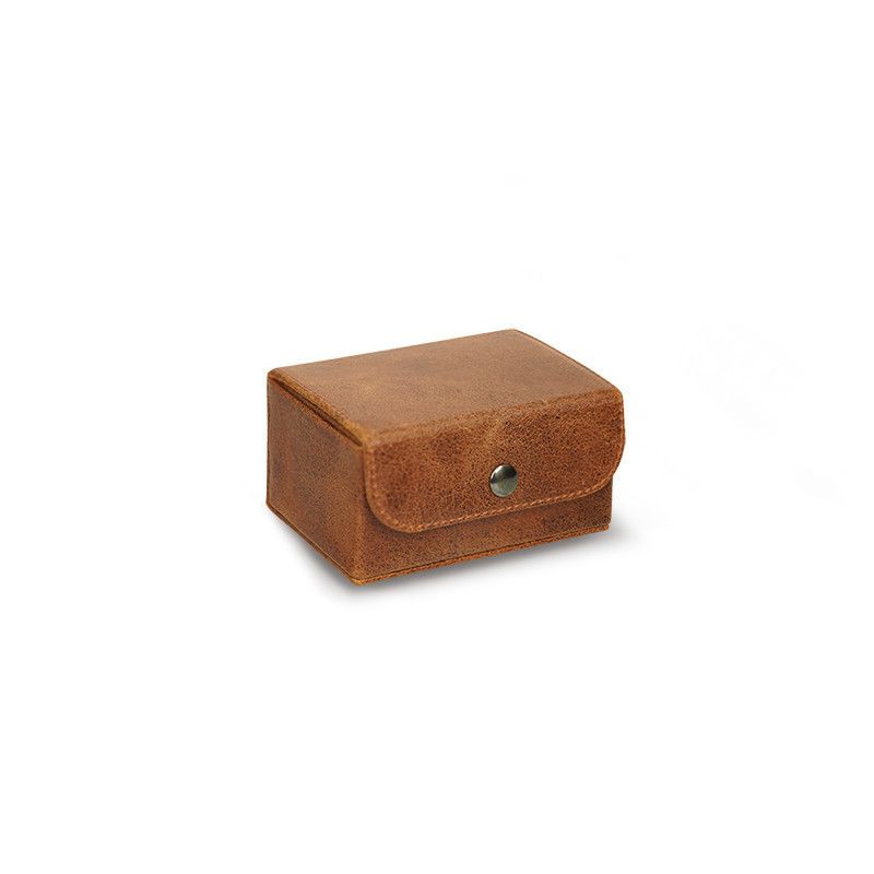 SCATOLA DEL TEMPO Portaorologi Da Viaggio 1 Posto Pelle Vintage Cuoio Edizione Astrua  