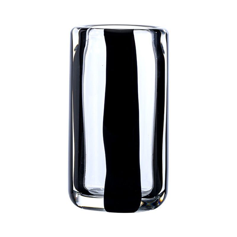 VENINI Vaso Cilindro Cristallo/Nero  Ø 10 cm, H 18 cm 699.51
