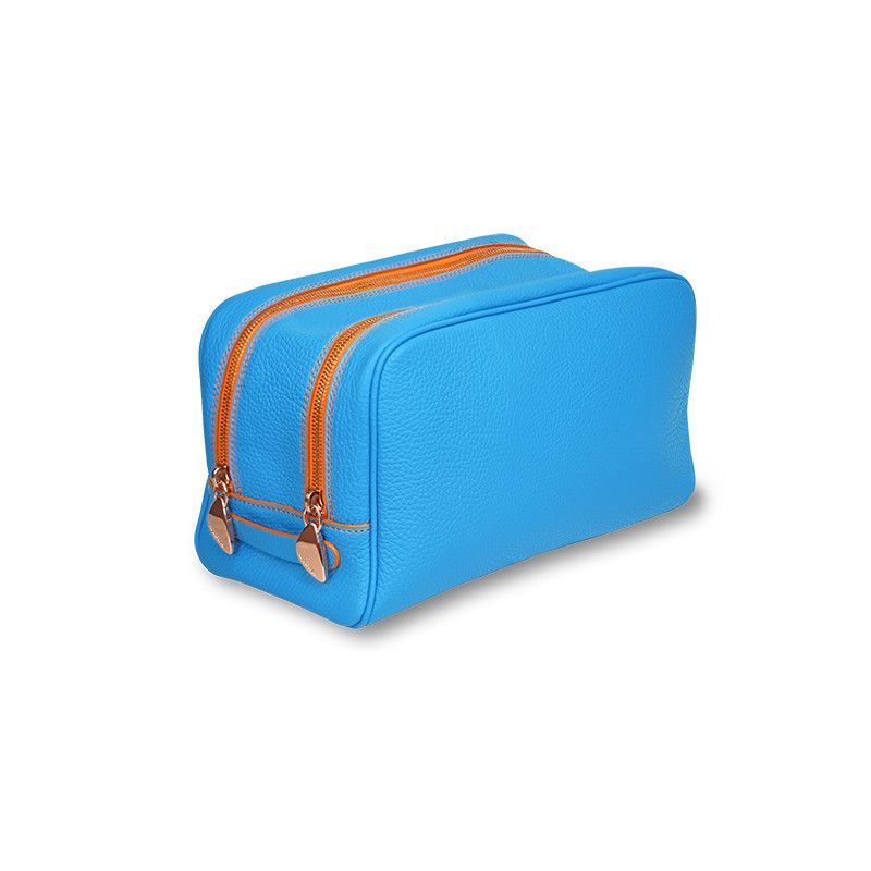 ASTRUA Creazioni Beauty Case In Pelle Grana Dollaro Cobalto  BC2PGD71-V302