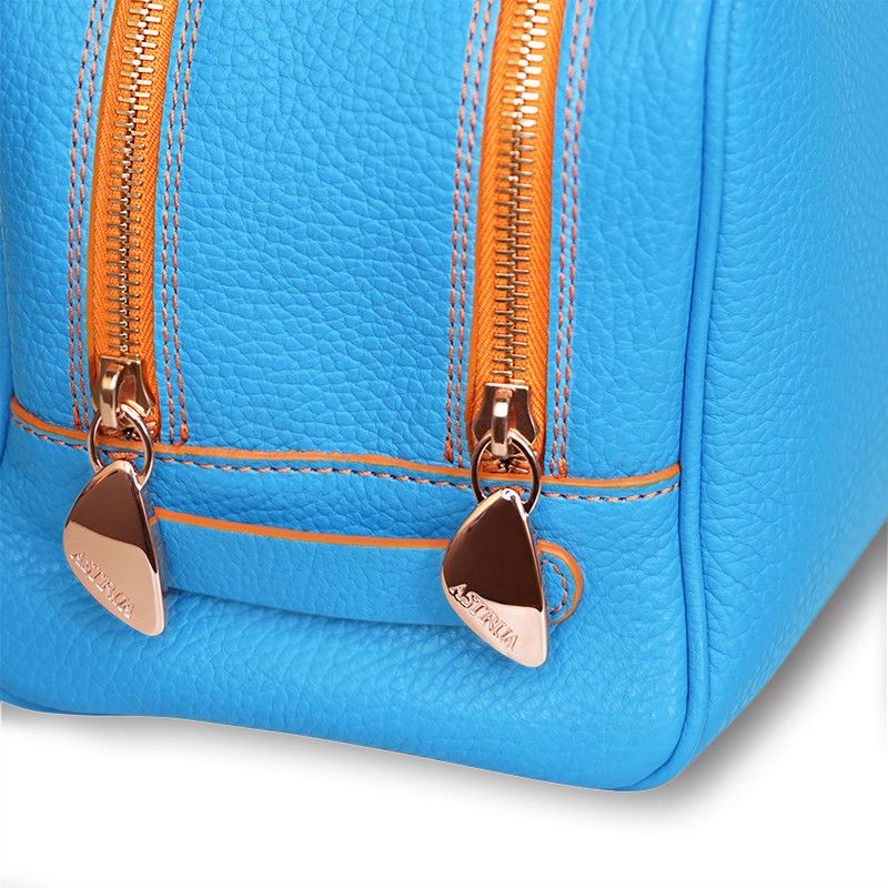 ASTRUA Creazioni Beauty Case In Pelle Grana Dollaro Cobalto  BC2PGD71-V302