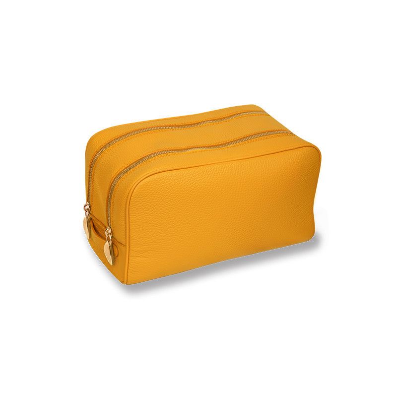 ASTRUA Creazioni Beauty Case In Pelle Grana Dollaro Curry  BC2PGD76-V302