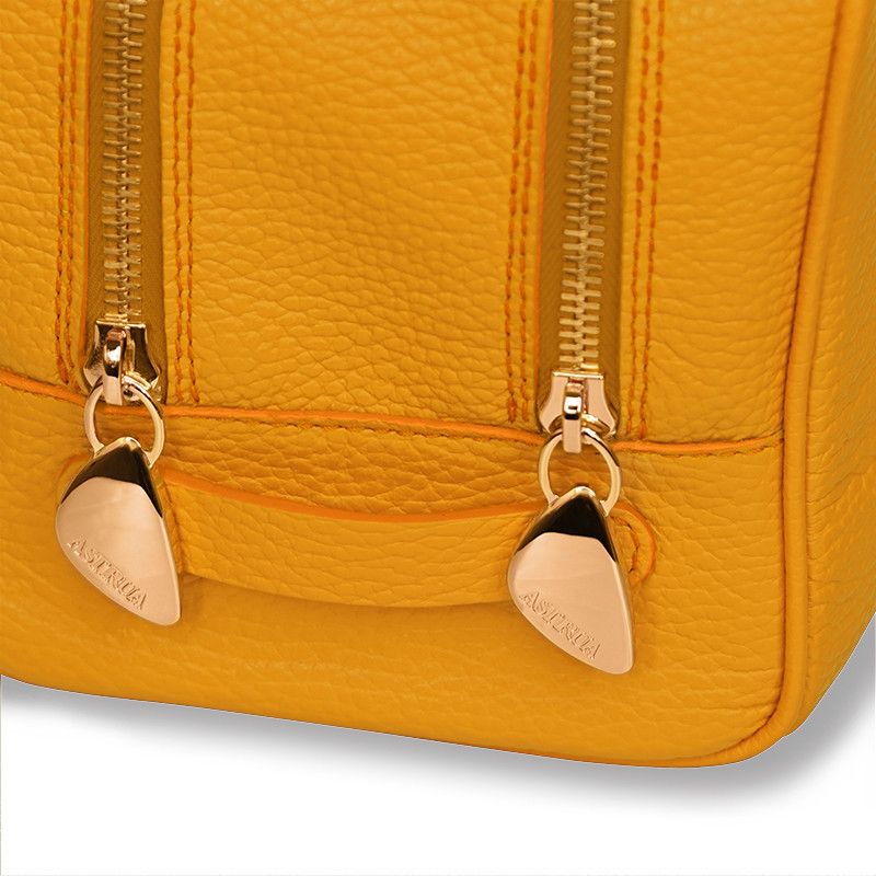 ASTRUA Creazioni Beauty Case In Pelle Grana Dollaro Curry  BC2PGD76-V302