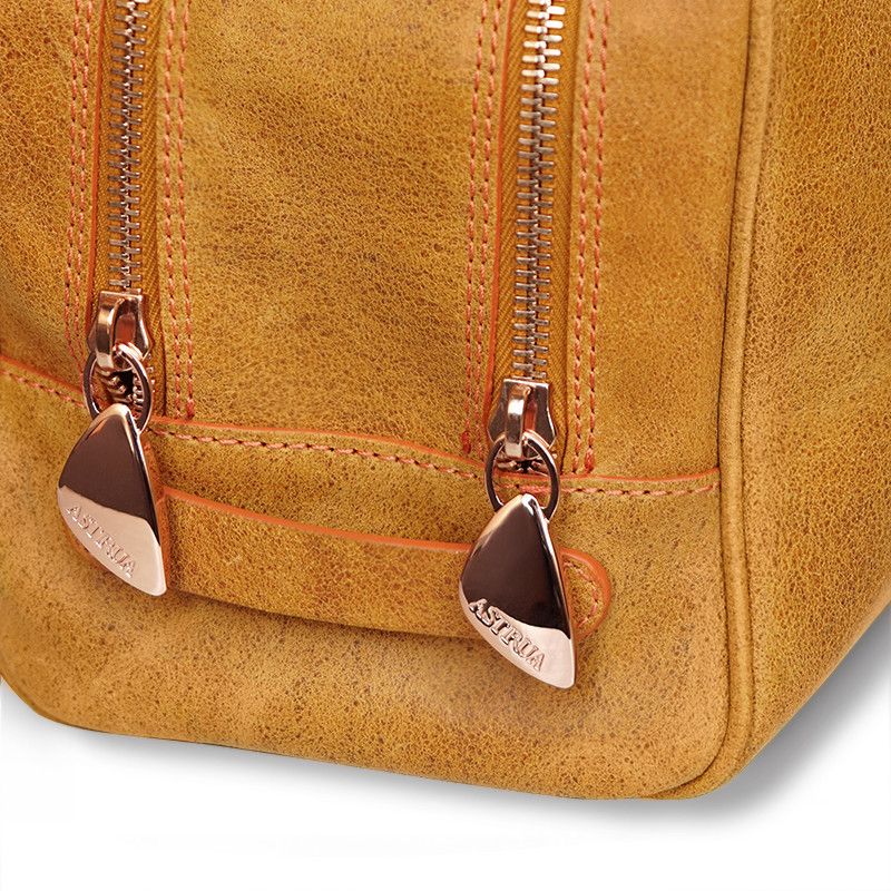 ASTRUA Creazioni Beauty Case In Pelle Vintage Ocra  BC2PV39-V302