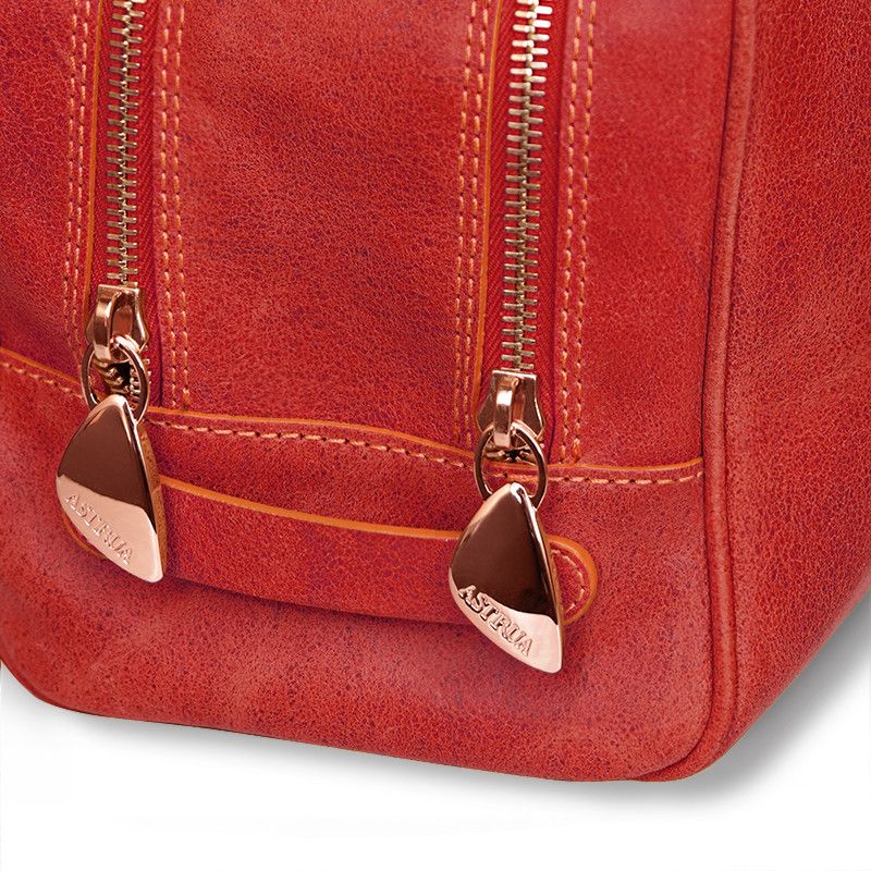 ASTRUA Creazioni Beauty Case In Pelle Vintage Rosso  BC2PV77-V302