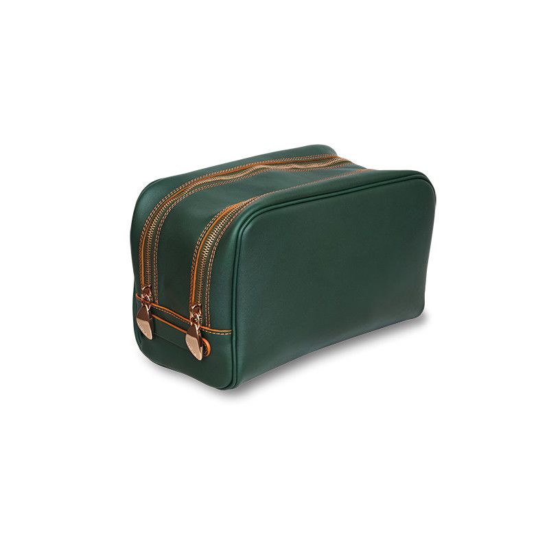 ASTRUA Creazioni Beauty Case In Pelle Vacchetta Verde  BC2VAC05-V302
