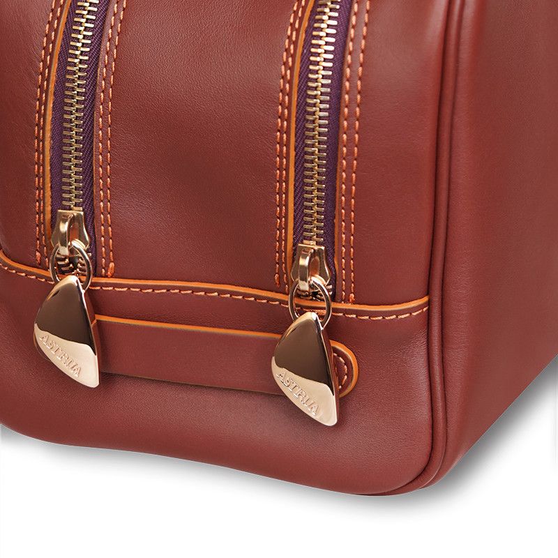 ASTRUA Creazioni Beauty Case In Pelle Vacchetta Bordeaux  BC2VAC03-V302
