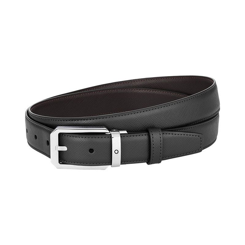 MONTBLANC Cintura Reversibile In Pelle Nera/Marrone  128759
