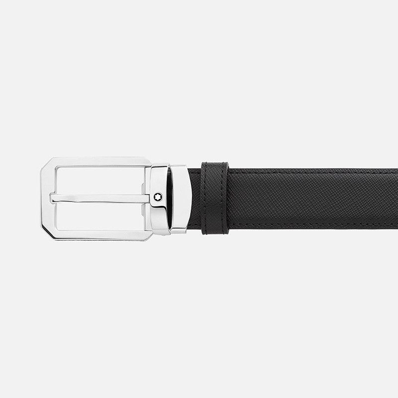 MONTBLANC Cintura Reversibile In Pelle Nera/Marrone  128759