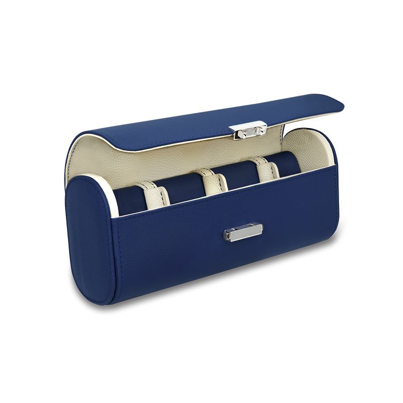 SCATOLA DEL TEMPO Pochette Da Viaggio Pelle Grana Dollaro Blu Notte/Crema  Pochette