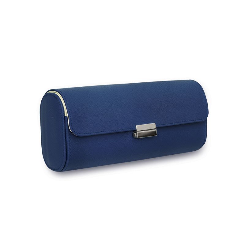 SCATOLA DEL TEMPO Pochette Da Viaggio Pelle Grana Dollaro Blu Notte/Crema  Pochette