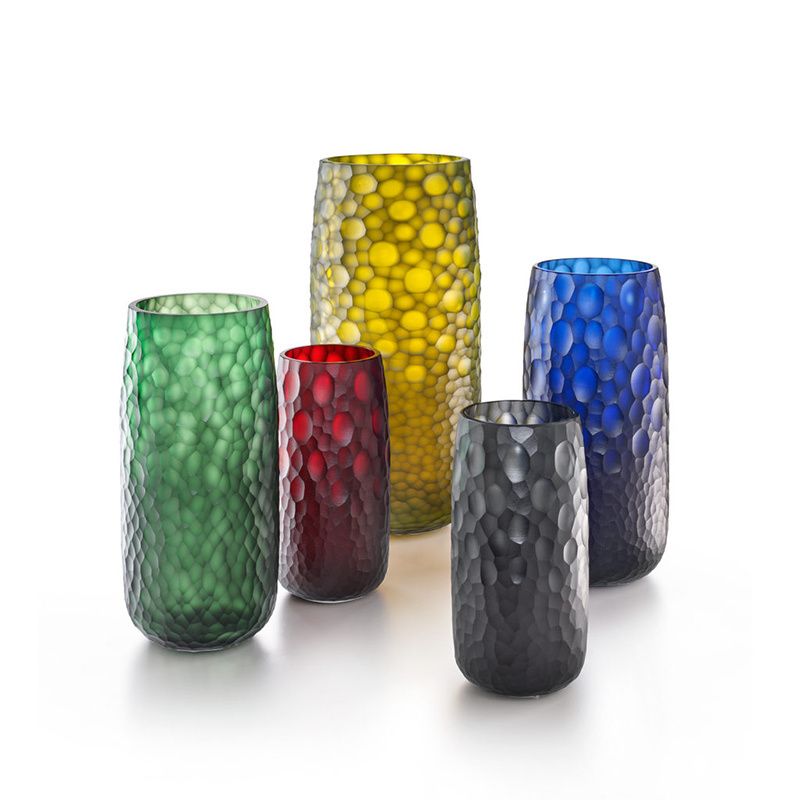 SALVIATI Vaso Battuti Grigio Acciaio Large H 42 CM / Ø 20 CM D6048
