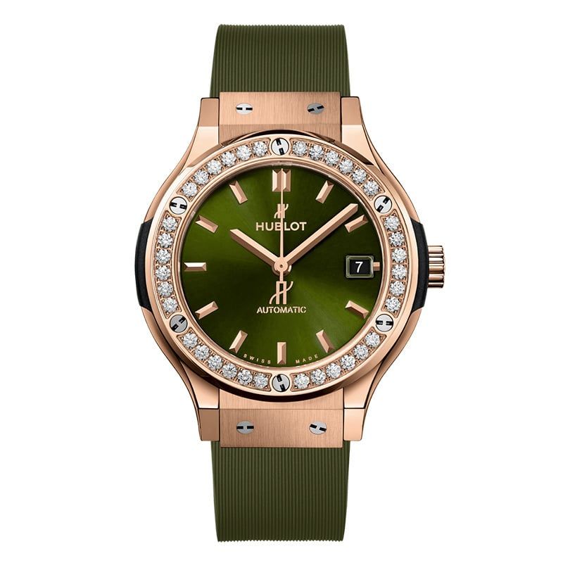 HUBLOT Classic Fusion King Gold Green Diamonds 38 MM 565.OX.8980.RX.1204