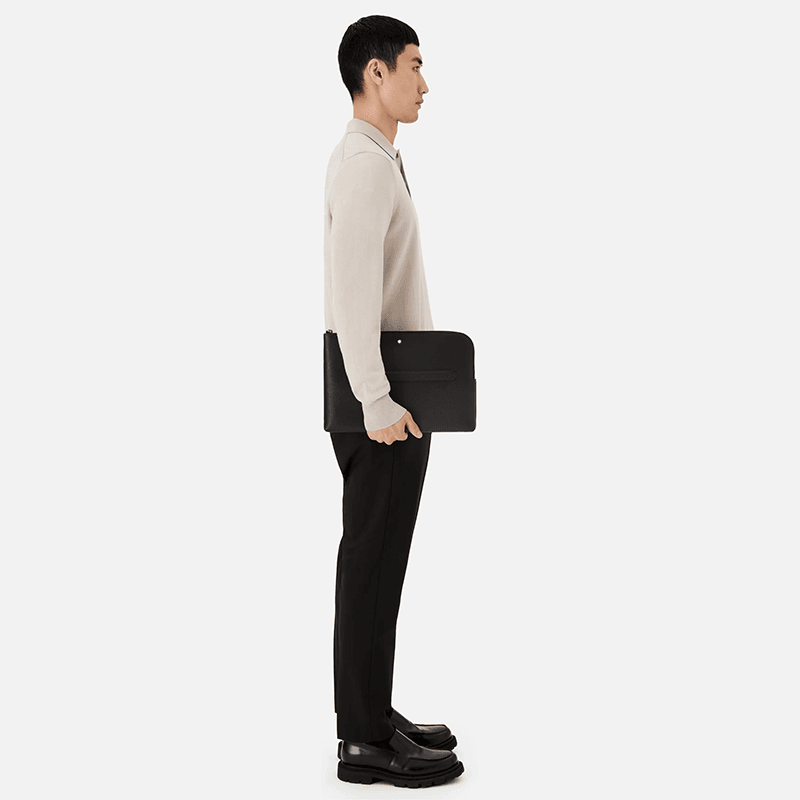 MONTBLANC Borsa Per Computer Portatile Sartorial in Pelle Nera  130281