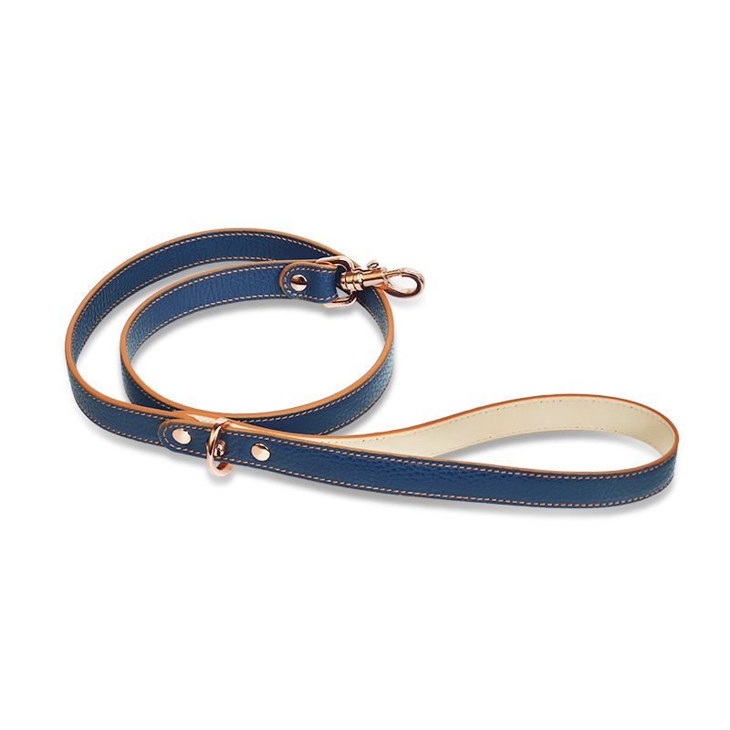 ASTRUA Creazioni Guinzaglio In Pelle Grana Dollaro Blu Electric  GU2PGD86