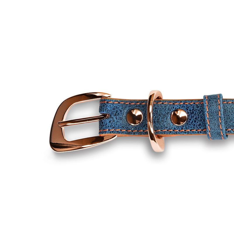 ASTRUA Creazioni Collare In Pelle Vintage Blu  CO2PV01