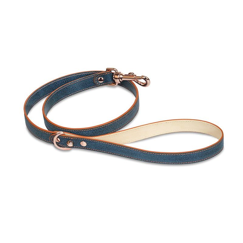 ASTRUA Creazioni Guinzaglio In Pelle Vintage Blu  GU2PV01