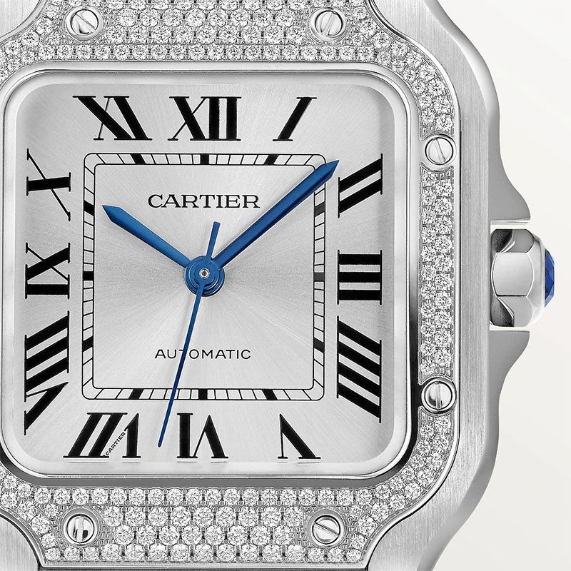 CARTIER Santos De Cartier Modello Medio, Automatico, Acciaio, Diamanti 35.1  MM W4SA0005