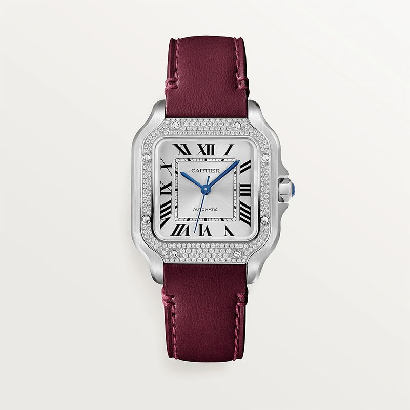 CARTIER Santos De Cartier Modello Medio, Automatico, Acciaio, Diamanti 35.1  MM W4SA0005