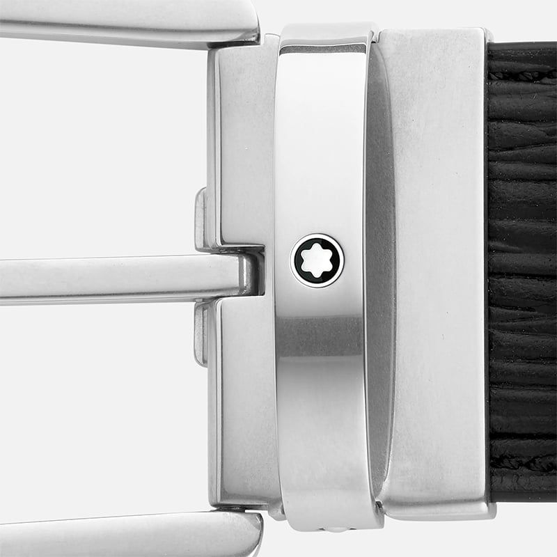MONTBLANC Cintura In Pelle Nera con Fibbia a Ferro di Cavallo  131172