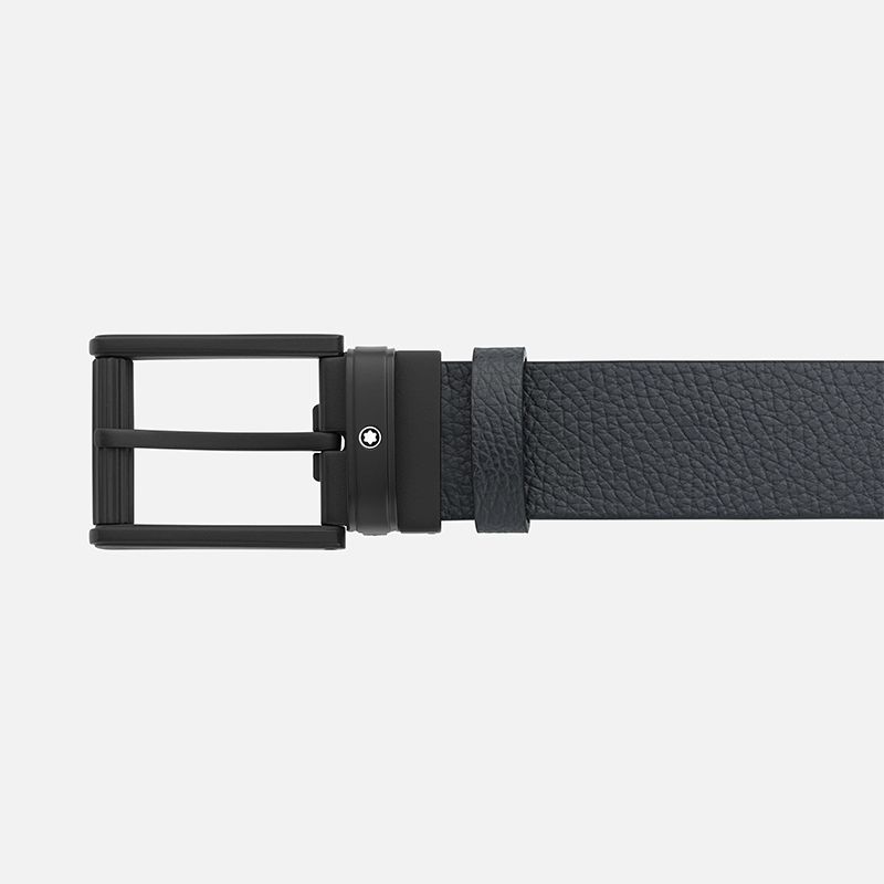 MONTBLANC Cintura Reversibile In Pelle Nera/Blu  131188