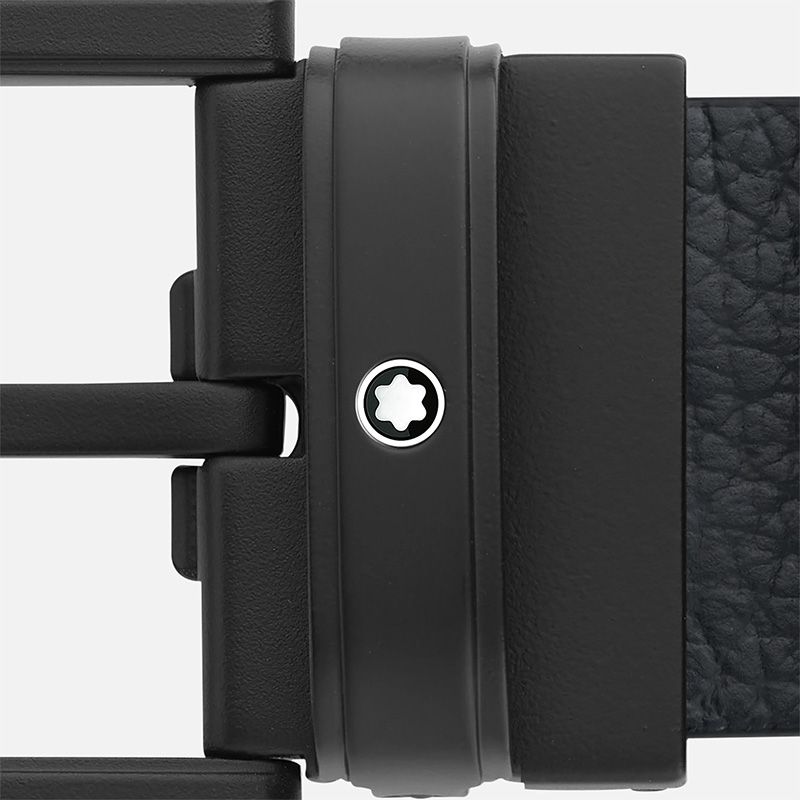 MONTBLANC Cintura Reversibile In Pelle Nera/Blu  131188