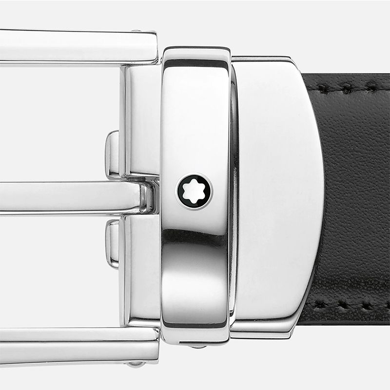 MONTBLANC Cintura Reversibile Nera/Marrone Con Fibbia a Ferro Di Cavallo  114412