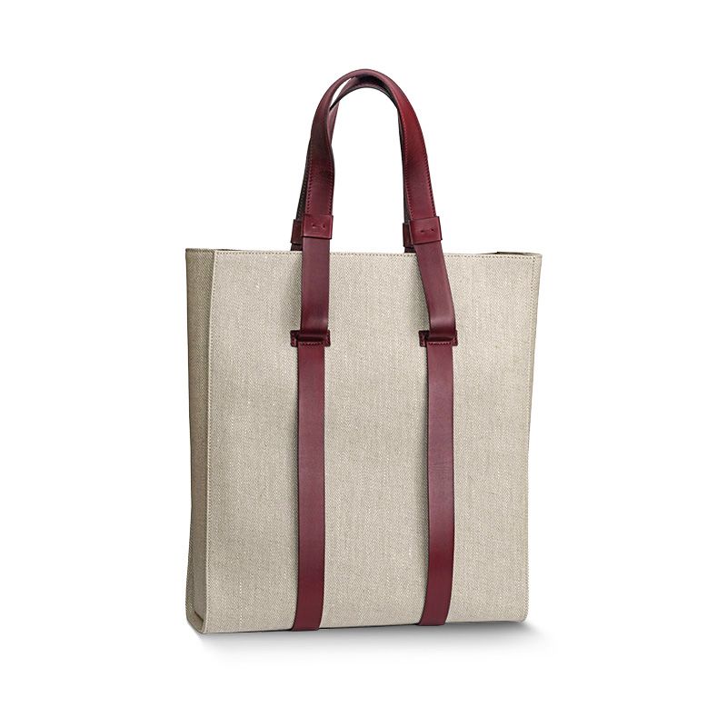 ASTRUA Creazioni Borsa Tote In Canvas Beige e Dettagli Bordeaux  BT1CA40-9026