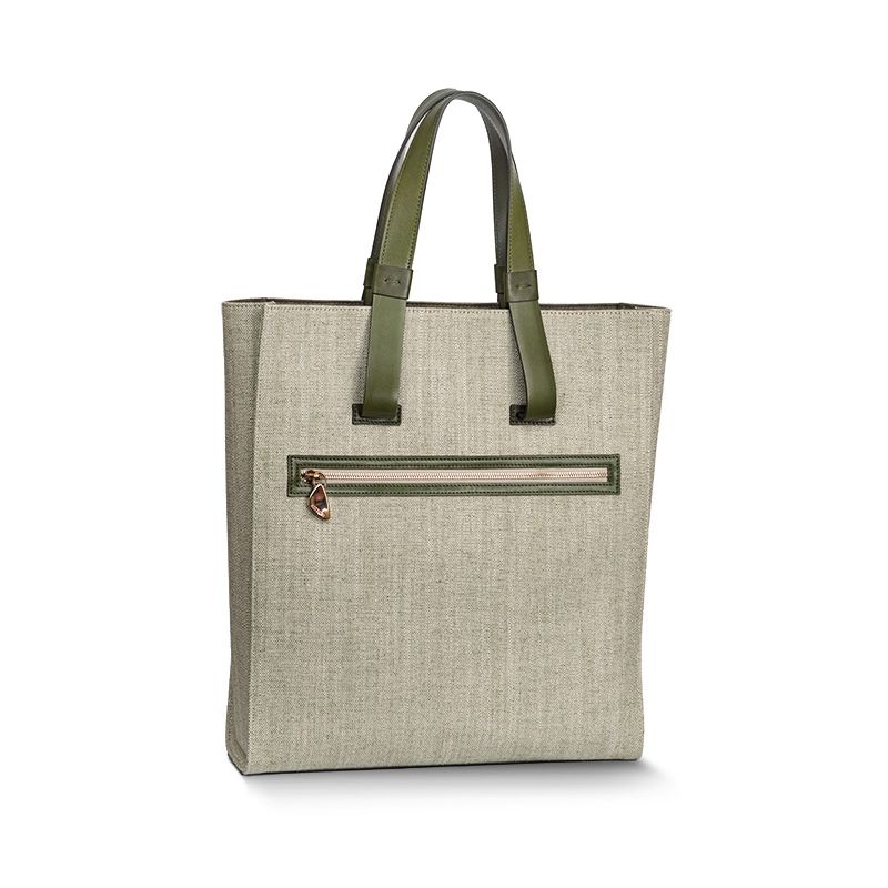 ASTRUA Creazioni Borsa Tote In Canvas Verde e Dettagli Verdi  BT1CA05-9026