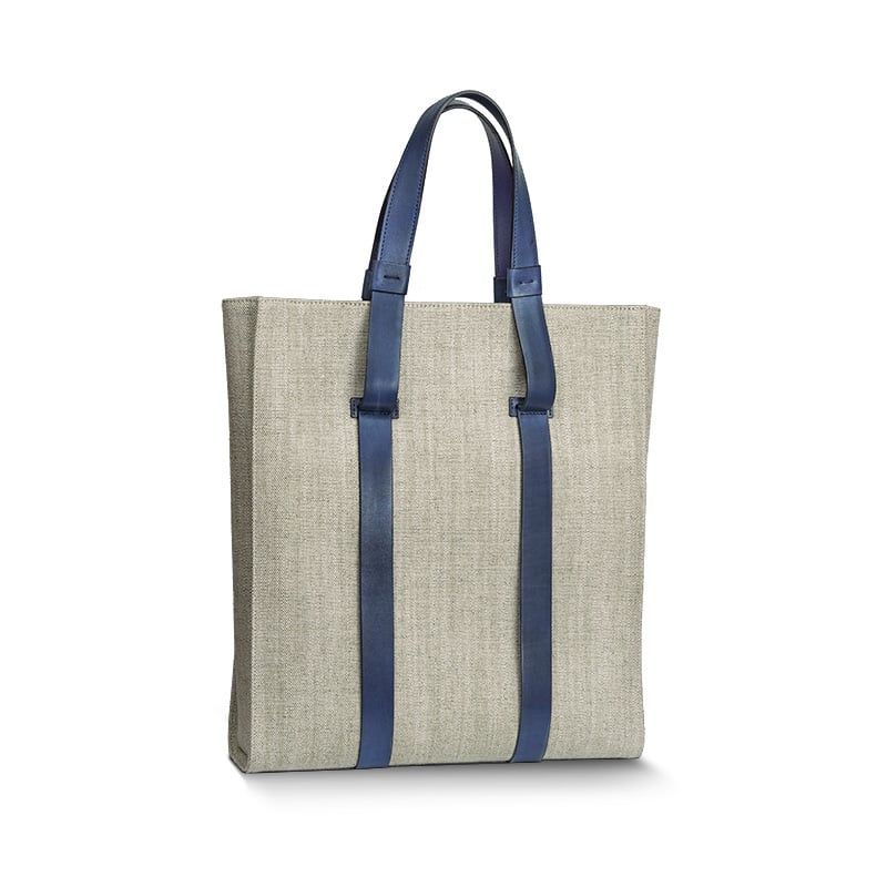 ASTRUA Creazioni Borsa Tote In Canvas Verde e Dettagli Blu  BT1CA05-9026