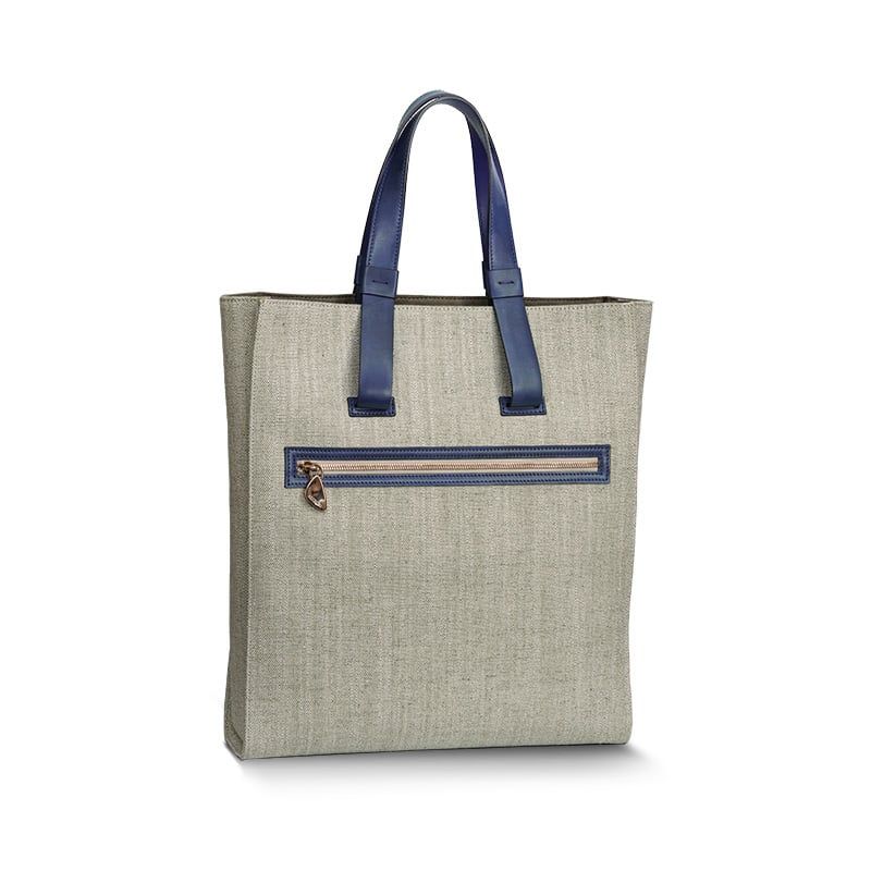 ASTRUA Creazioni Borsa Tote In Canvas Verde e Dettagli Blu  BT1CA05-9026