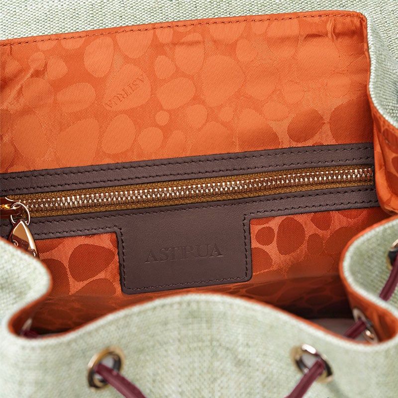 ASTRUA Creazioni Zaino In Canvas Beige e Dettagli Bordeaux  ZA1CA40-8652