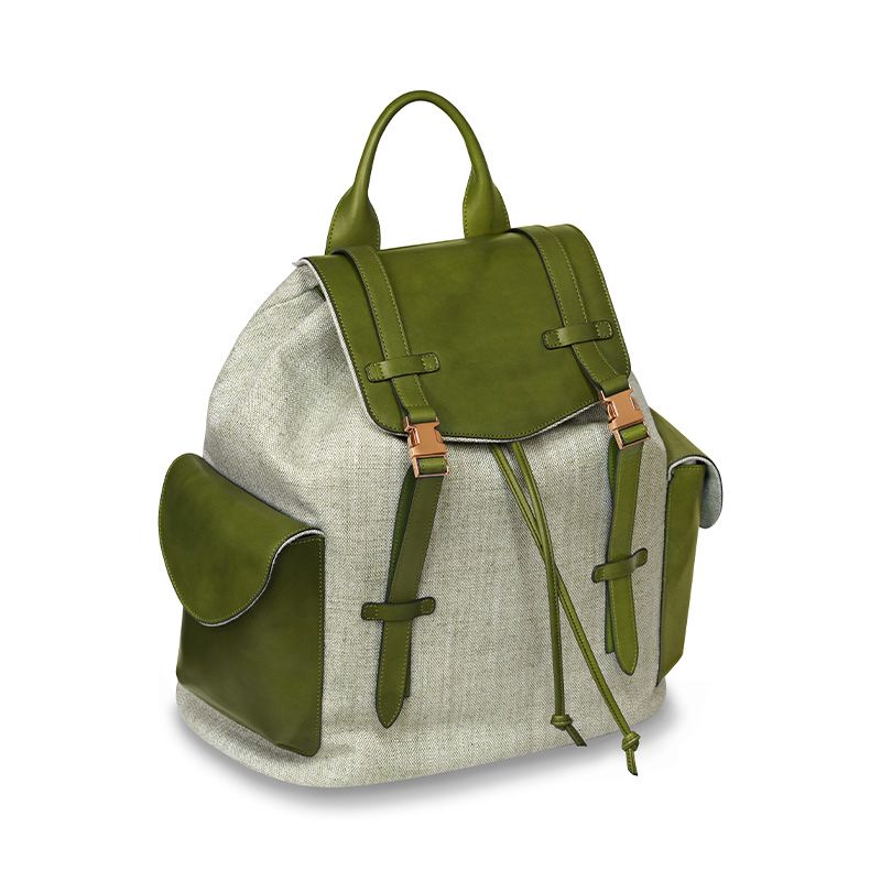 ASTRUA Creazioni Zaino In Canvas Verde e Dettagli Verde  ZA1CA05-8652