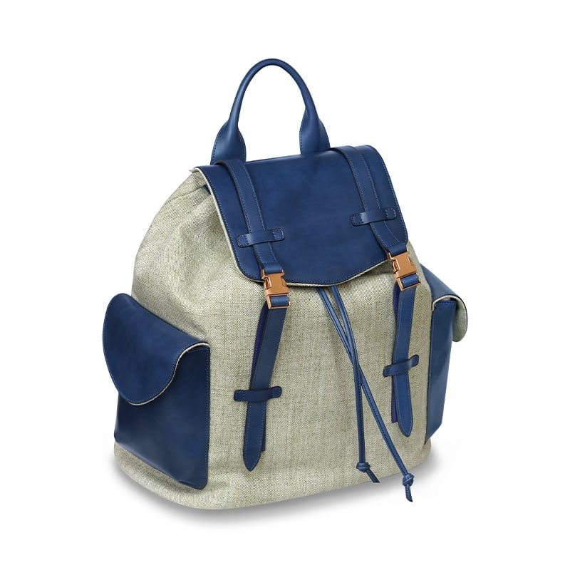 ASTRUA Creazioni Zaino In Canvas Verde e Dettagli Blu  ZA1CA05-8652