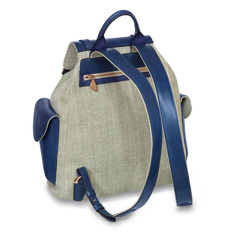 ASTRUA Creazioni Zaino In Canvas Verde e Dettagli Blu  ZA1CA05-8652