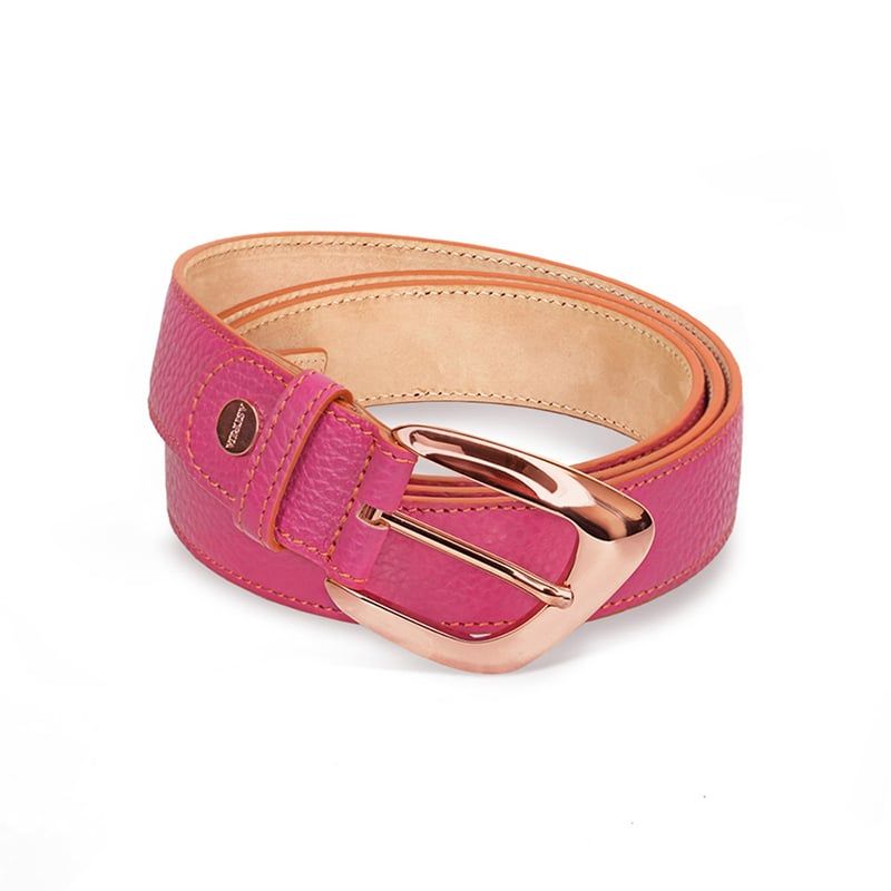 ASTRUA Creazioni Cintura In Pelle Grana Dollaro Orchidea Fibbia Oro Rosa  CI2PGD69-32