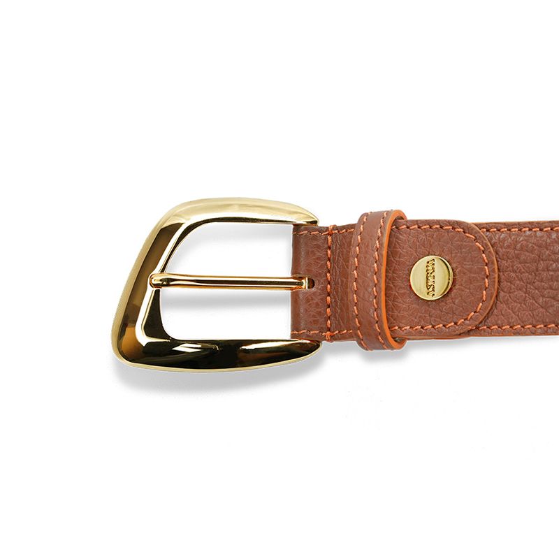 ASTRUA Creazioni Cintura In Pelle Grana Dollaro Woody Fibbia Oro Giallo  CI2PGD87-32
