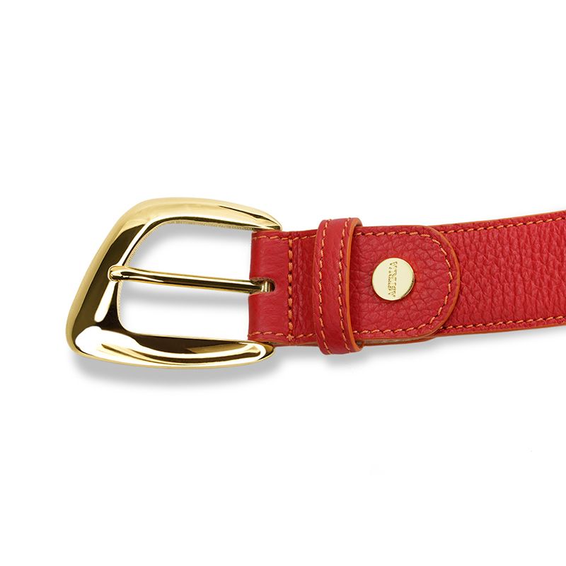 ASTRUA Creations Cintura In Pelle Grana Dollaro Rosso Lacca Fibbia Oro Giallo  CI2PGD88-32