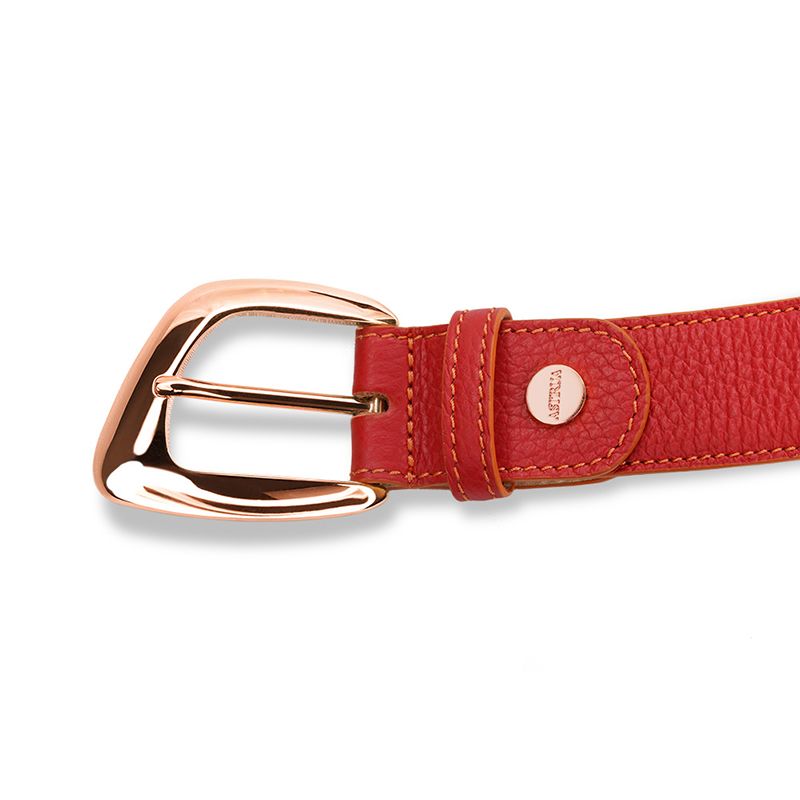 ASTRUA Creazioni Cintura In Pelle Grana Dollaro Rosso Lacca Fibbia Oro Rosa  CI2PGD88-32