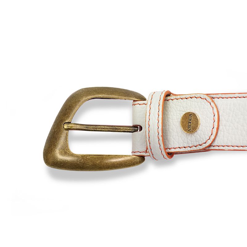 ASTRUA Creazioni Cintura In Pelle Grana Dollaro Bianco Fibbia Bronzo  CI2PGD90-32